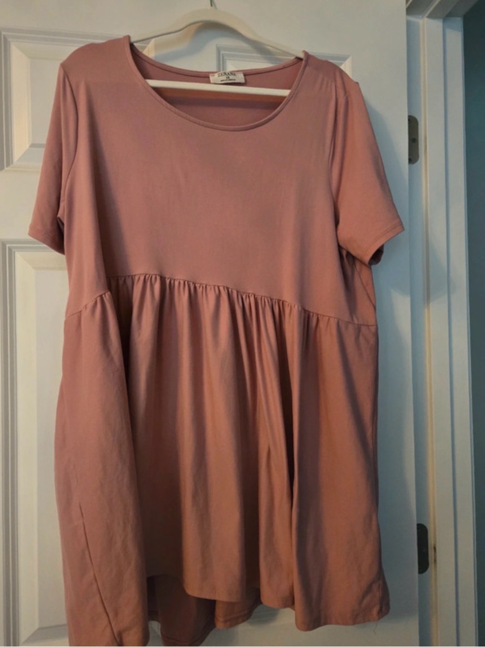 Zenana Outfitters Dusty Mauve Short Sleeve Babydoll Tunic 1XL - Picture 2 of 4